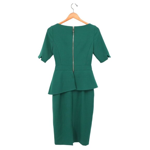 NWT Ted Baker Romolaa Peplum Shift Dress Short Sleeve Dark Green 1 US 4 - Picture 7 of 9